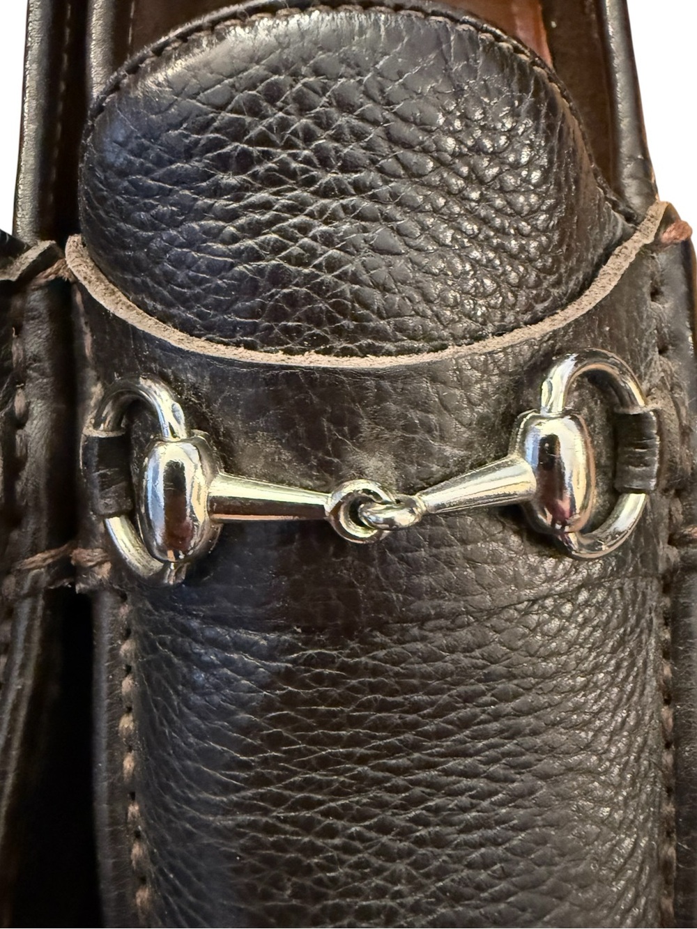 Martin Dingman Dark Brown Pebbled Leather Horse Bit Loafers 9M Brazil 52015M - Picture 8 of 15